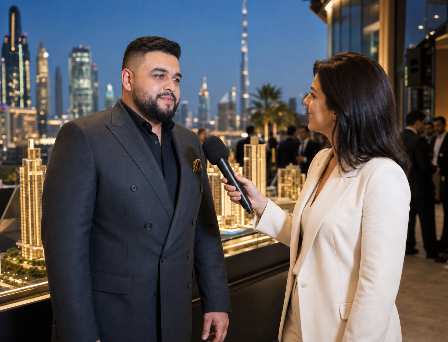 Ragheb Fouda during a media interview at a real estate event